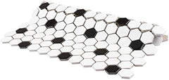 Hexagon White with Black Dots Porcelain Mosaic Floor and Wall Tile Matte Look for Kitchen Backsplash, Bathroom Wall, Accent Wall