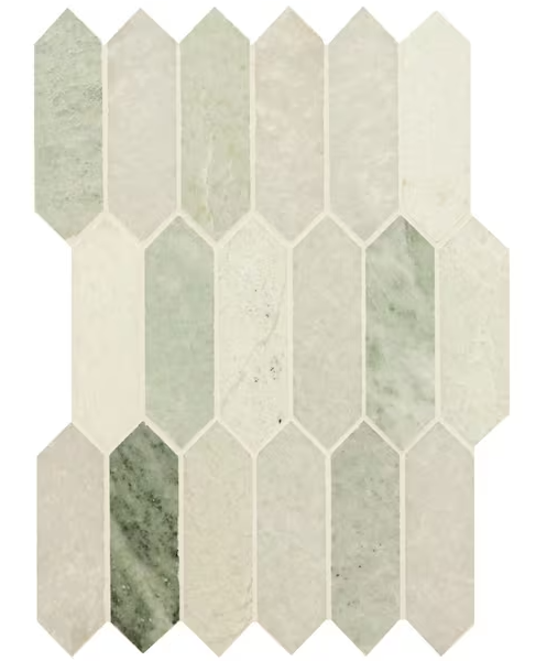 Icelandic Green Picket 10 in. x 13.78 in. Polished Marble Mesh-Mounted Mosaic Wall Tile (9.7 sq. ft./Case)