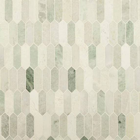 Icelandic Green Picket 10 in. x 13.78 in. Polished Marble Mesh-Mounted Mosaic Wall Tile (9.7 sq. ft./Case)