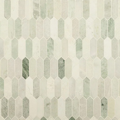 Icelandic Green Picket 10 in. x 13.78 in. Polished Marble Mesh-Mounted Mosaic Wall Tile (9.7 sq. ft./Case)