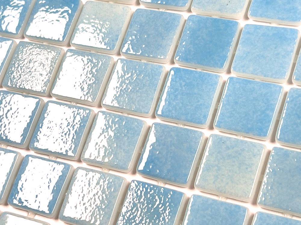 Tenedos Sky Blue Recycled Glass Mosaic Wall Floor Tile Square 7/8 Inch Pattern for Kitchen Backsplash, Swimming Pool Tile, Bathroom Wall, Accent Wall