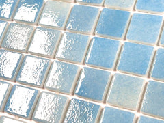 Tenedos Sky Blue Recycled Glass Mosaic Wall Floor Tile Square 7/8 Inch Pattern for Kitchen Backsplash, Swimming Pool Tile, Bathroom Wall, Accent Wall