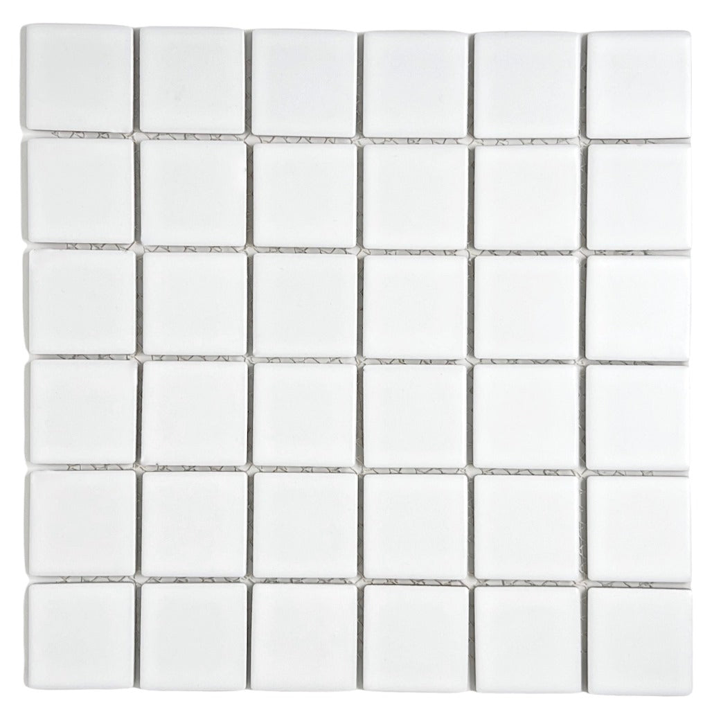 Tenedos Matte Finish Square 2x2 Porcelain Mosaic Wall Floor Tile on Mesh Mount for Kitchen Backsplashes, Bathroom Shower Floor, Spa, Pool (Box of 10 Sheets)