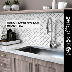 Tenedos Matte Finish Square 2x2 Porcelain Mosaic Wall Floor Tile on Mesh Mount for Kitchen Backsplashes, Bathroom Shower Floor, Spa, Pool (Box of 10 Sheets)