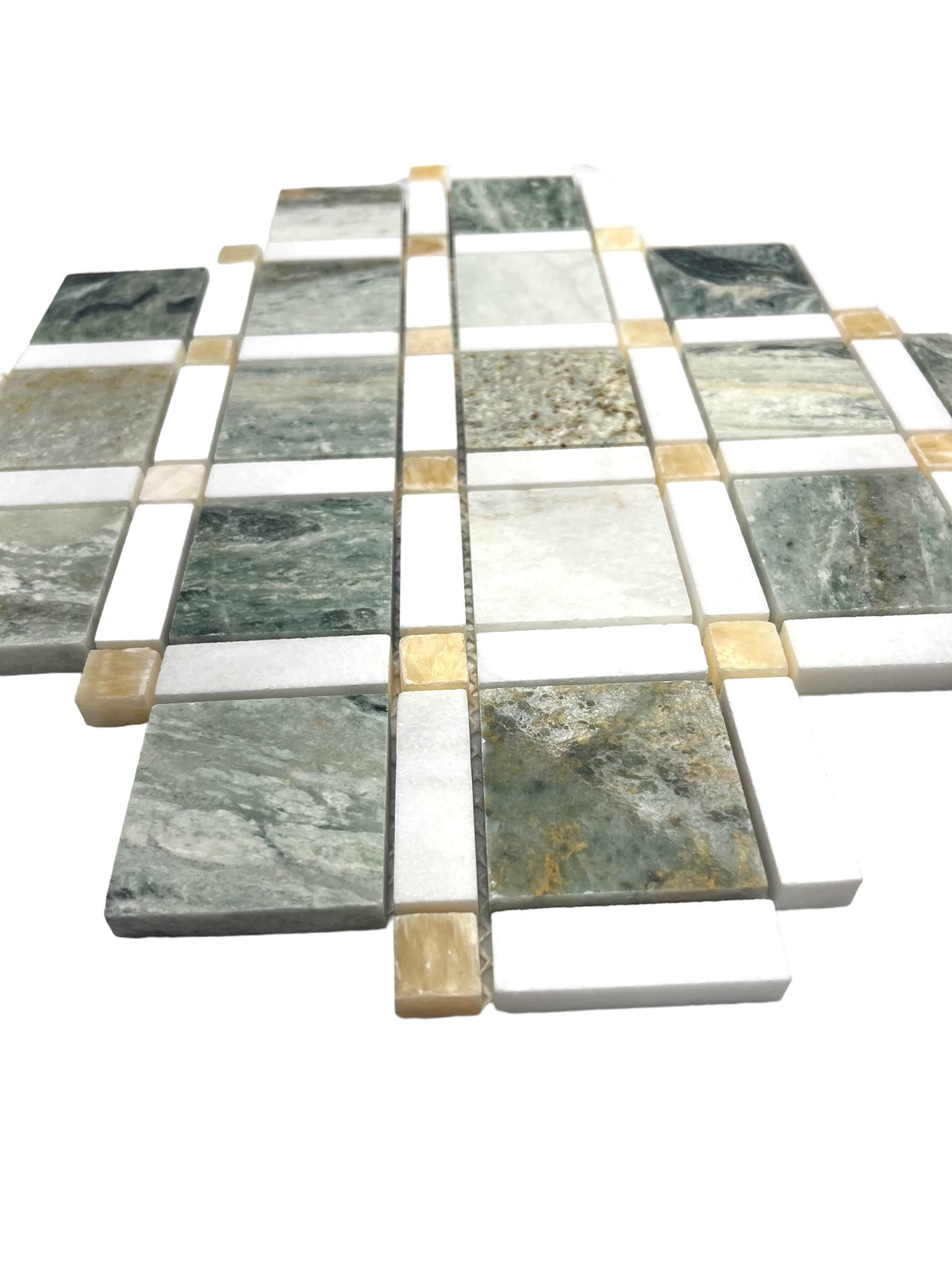 Ming Green, Thassos White, Honey Onyx Mosaic Bathroom Kitchen Backsplash Wall Tile