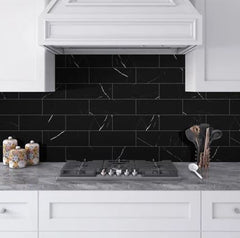 Nero Marquina Black Marble Subway 2x4 Brick Wall Floor Mosaic Tile Polished