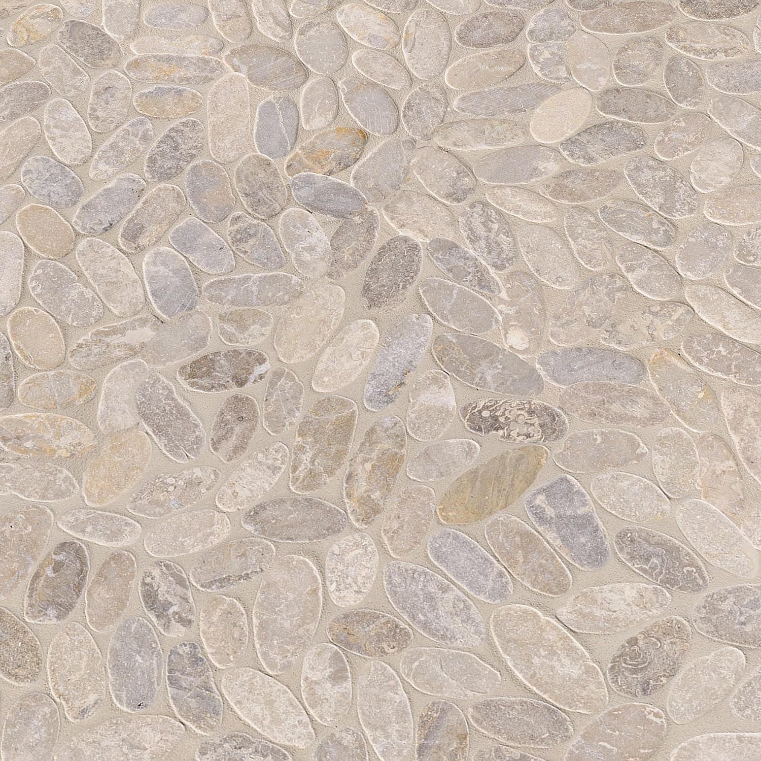 MS International Slice Tumbled Pebble PEB-ASH Mesh-Mounted Floor Wall Tile 11.81 x 11.81 in. x 10 mm Mosaic (Box of 10 Sheets)