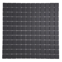 TDPW-UGB1X1-403 Black Porcelain 7/8 Inch Square Unglazed Finish Mosaic Floor Wall Tile for Bathroom Shower, Kitchen Backsplash and Pool