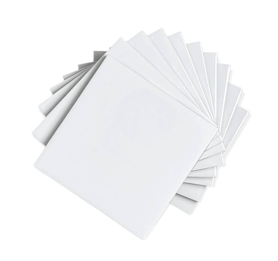 4 in White Ceramic Tile Gloss 4 1/4" Box of 10 Piece for Bathroom Wall and Kitchen Backsplash