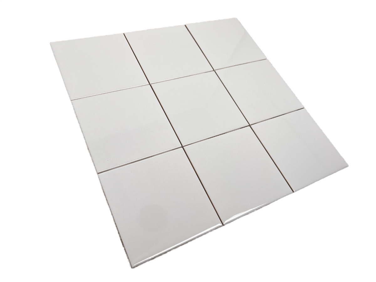 4 in Ceramic Tile 4.25 inch Gloss (Shinny) 4 1/4" Box of 10 Piece for Bathroom Wall and Kitchen Backsplash (White) by Tenedos