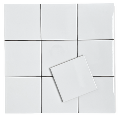 4 in White Ceramic Tile Gloss 4 1/4" Box of 10 Piece for Bathroom Wall and Kitchen Backsplash