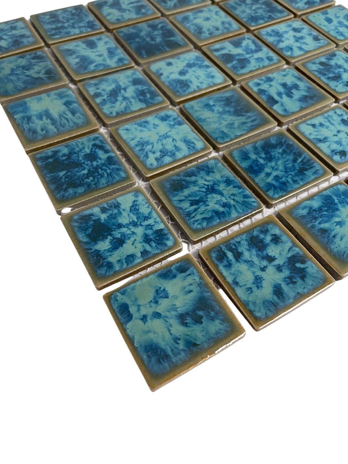 Tenedos Ocean Green Jellyfish Square 2x2 Porcelain Mosaic Floor and Wall Tile, Swimming