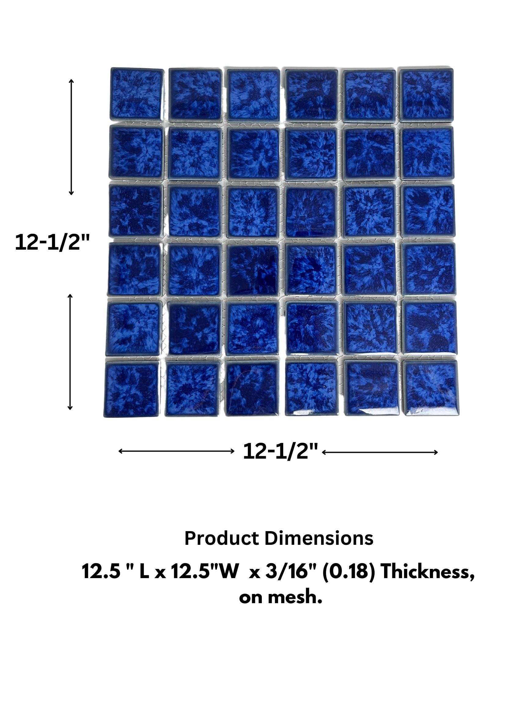 Tenedos Ultramarine Blue with Water Splash Effect Square 2x2 Porcelain Pool Mosaic Floor and Wall Tile for Backsplash, Kitchen, Bathroom, Swimming Pool