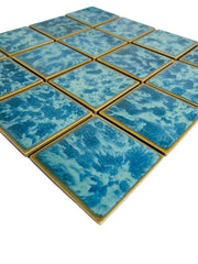 Tenedos TBHMD-3x3-PL Ocean Green Jellyfish Square Square 3x3 Porcelain Pool Mosaic Floor and Wall Tile for Backsplash, Kitchen, Bathroom, Swimming Pool