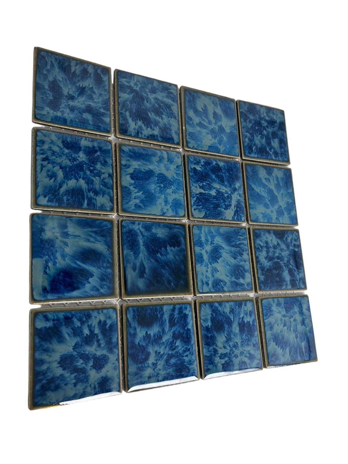 Tenedos TGLFD-3x3-PL Seawater Bluish Green Square 3x3 Porcelain Pool Mosaic Floor and Wall Tile for Backsplash, Kitchen, Bathroom, Swimming Pool