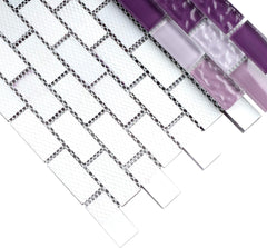 TRCEG-03 1x2 Brick Purple Glass Mosaic Tile Subway Tile Sheet-Kitchen and Bath backsplash Wall Tile