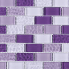TRCEG-03 1x2 Brick Purple Glass Mosaic Tile Subway Tile Sheet-Kitchen and Bath backsplash Wall Tile