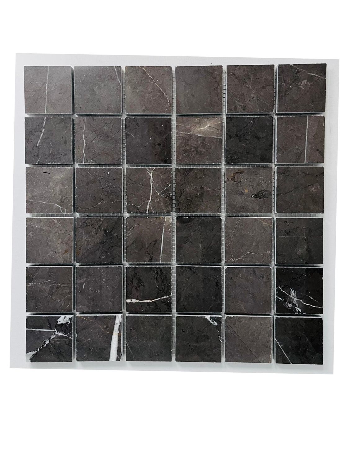 Tenedos TOTTD-SRQ-MBLR Pietra Gray Charcoal Square 2x2 Polished Marble Flooring Wall Tile for Kitchen Backsplash, Bathroom Wall, Accent Wall, Fireplace Surround