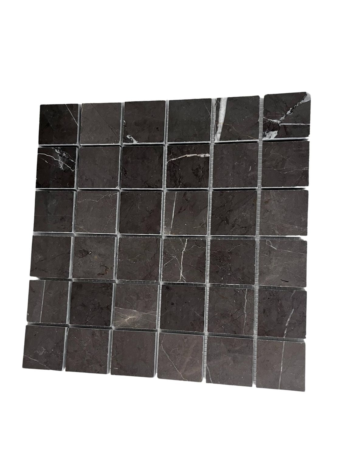 Tenedos TOTTD-SRQ-MBLR Pietra Gray Charcoal Square 2x2 Polished Marble Flooring Wall Tile for Kitchen Backsplash, Bathroom Wall, Accent Wall, Fireplace Surround