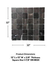 Tenedos TOTTD-SRQ-MBLR Pietra Gray Charcoal Square 2x2 Polished Marble Flooring Wall Tile for Kitchen Backsplash, Bathroom Wall, Accent Wall, Fireplace Surround