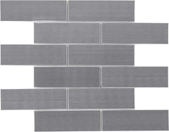 TSSLG-02 2" x 6" Stainless Steel Brick Subway Metal Mosaic Wall Tile Backsplash in Silver