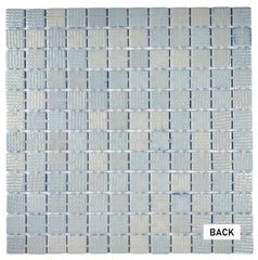 Tenedos Capri Blue Recycled Glass Mosaic Wall Floor Tile Square 7/8 Inch Pattern for Kitchen Backsplash, Swimming Pool Tile, Bathroom Wall, Accent Wall