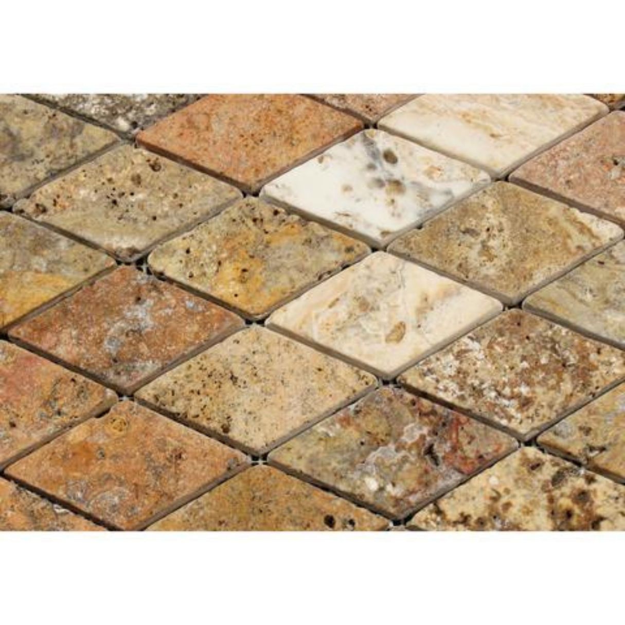 Scabos 2x2 Tumbled Travertine Mosaic Wall Floor Tile Backsplash for Kitchen, Bathroom Shower, Accent décor, Fireplace (Box of 5 sq. ft.)