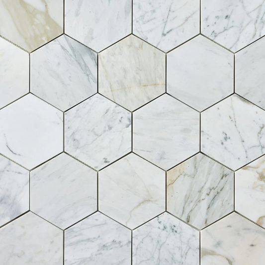 Calacatta Gold 6" Hexagon Marble Mosaic