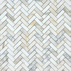 Calacatta Gold 1x3 Herringbone Marble Mosaic Honed