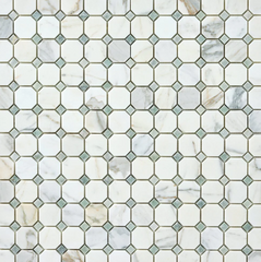 Calacatta Gold & Green Octagon Marble Mosaic Honed