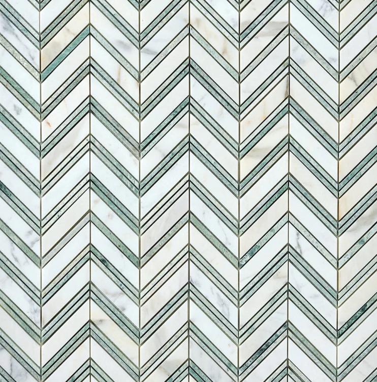 Calacatta Gold & Green Grand Chevron Marble Mosaic Polished