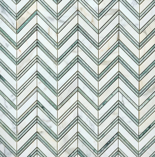 Calacatta Gold & Green Grand Chevron Marble Mosaic Polished- 1 piece