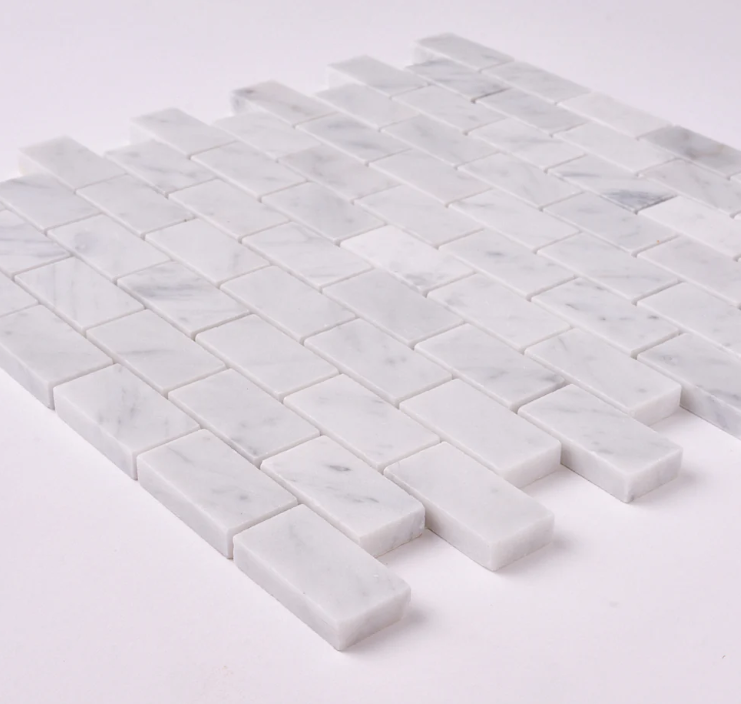 Carrara White Marble 1"x 2" Mosaic Tile Polished 1 piece