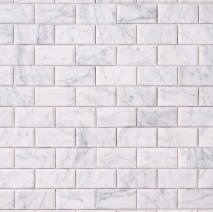 Carrara White Marble 2x4 Beveled Mosaic Honed HTC 1 piece