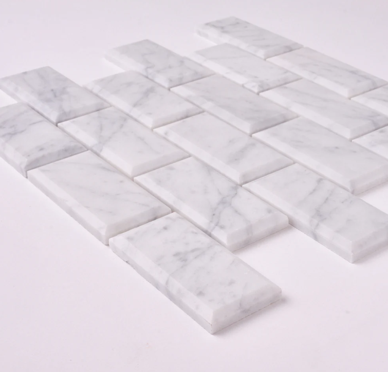 Carrara White Marble 2x4 Beveled Mosaic Honed HTC 1 piece