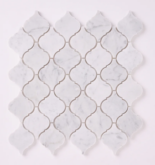 Carrara White Marble Lantern Arabesque Mosaic Polished HTC 1 piece