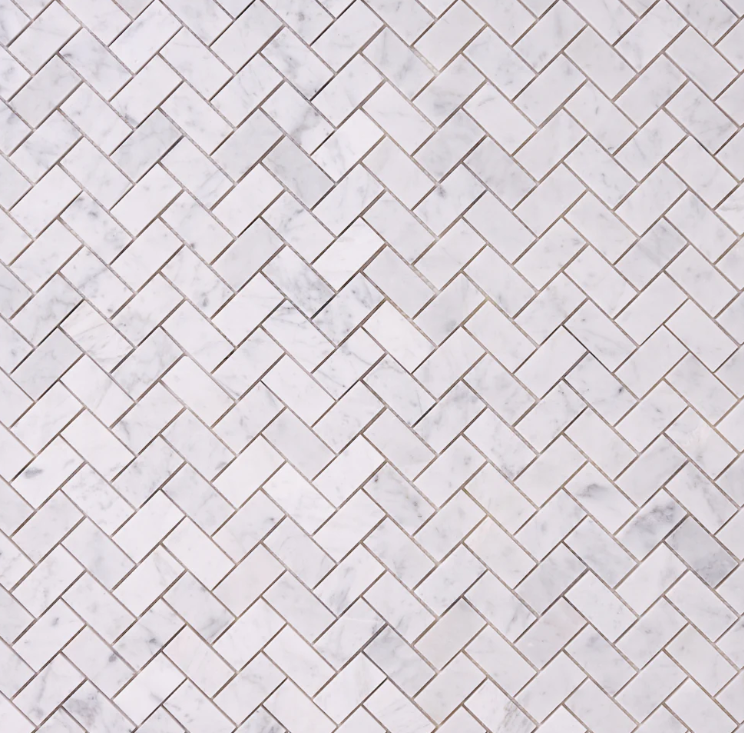 Carrara White Herringbone 1X2 Mosaic Polished