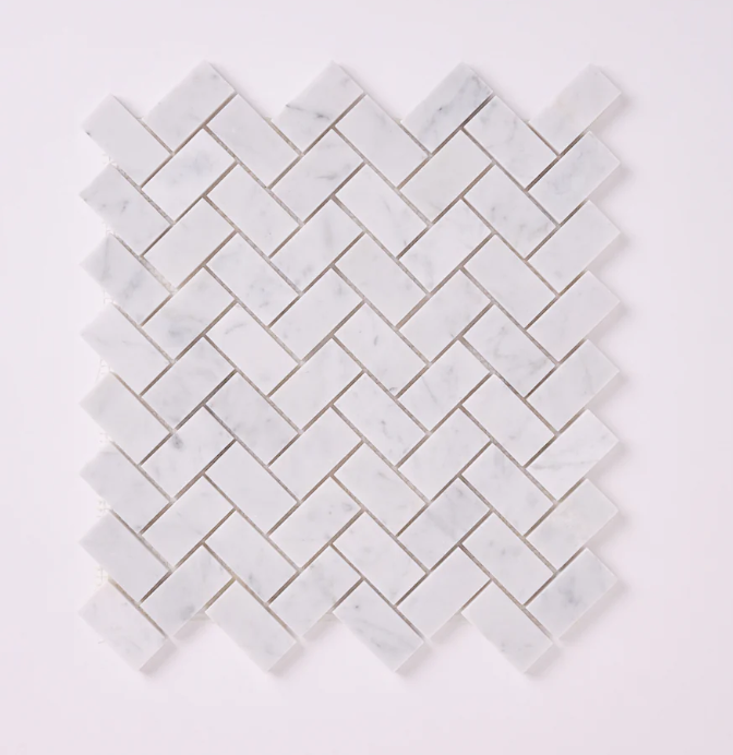 Carrara White Herringbone 1X2 Mosaic Polished