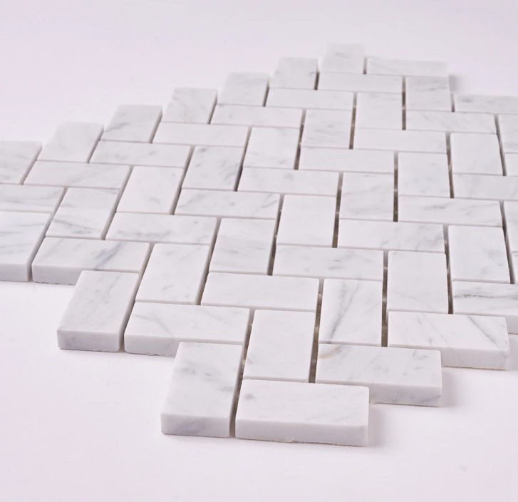 Carrara White Herringbone 1X2 Mosaic Polished