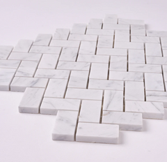 Carrara White Herringbone 1X2 Mosaic Polished