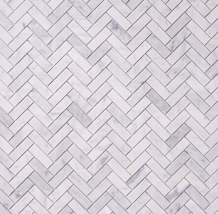 Carrara White Herringbone 1X3 Mosaic POLISHED HTC