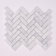 Carrara White Herringbone 1X3 Mosaic POLISHED HTC