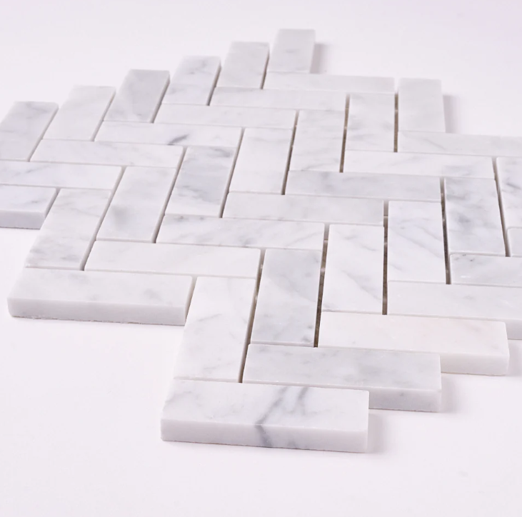 Carrara White Herringbone 1X3 Mosaic POLISHED HTC