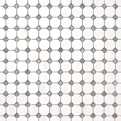 Bianco Dolomite Octagon with Gray Dots Mosaic Polished