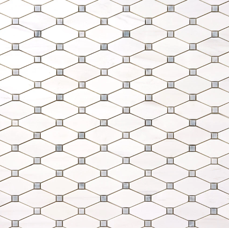 Bianco Dolomite Octave with Gray Dots Mosaic Polished HTC