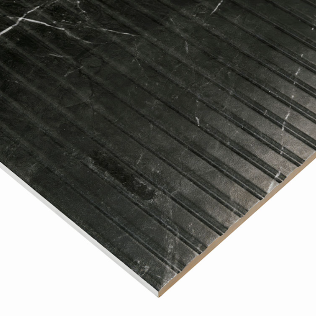 URBANSLAT MARMIRO NOIR  16 in. x 48 in. Matte Ceramic Fluted Wall Tile (15.5 sq. ft./Case)