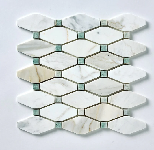 TENEDOS Calacatta Gold & Green Octave Marble Mosaic Polished 1 piece