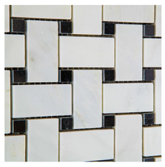 Calacatta Cressa (Asian Statuary) Basketweave with Black Marble honed HTC-1 sqft