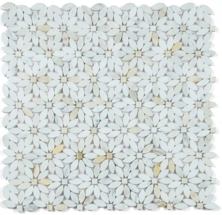 Calacatta Gold Mini Daisy Marble Mosaic Tile Polished