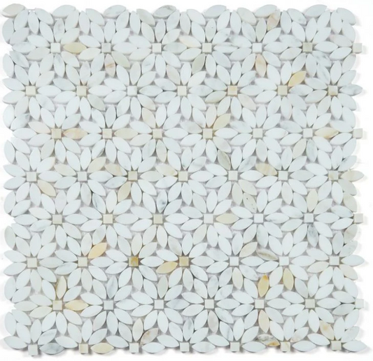 Calacatta Gold Mini Daisy Marble Mosaic Tile Polished